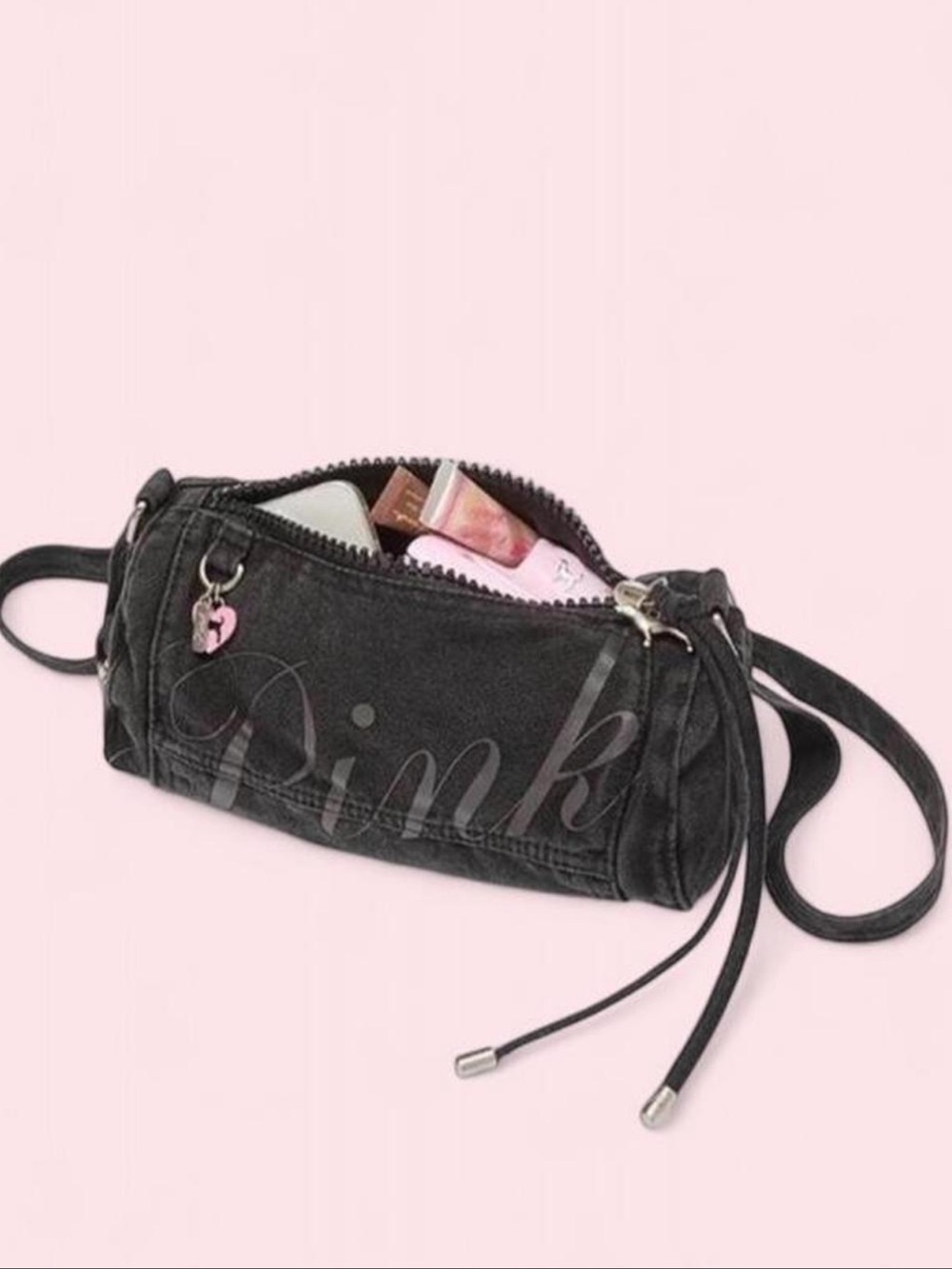 PINK Victoria's Secret Black Logo Shoulder Crossbody Pouch